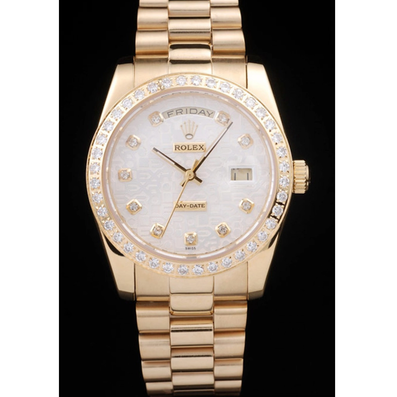 Best AAA Replica Sites Plated Stainless Dial Day-Date Gold Steel Rolex Yellow White 18k 0630